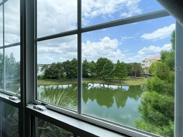 a view of lake from a window