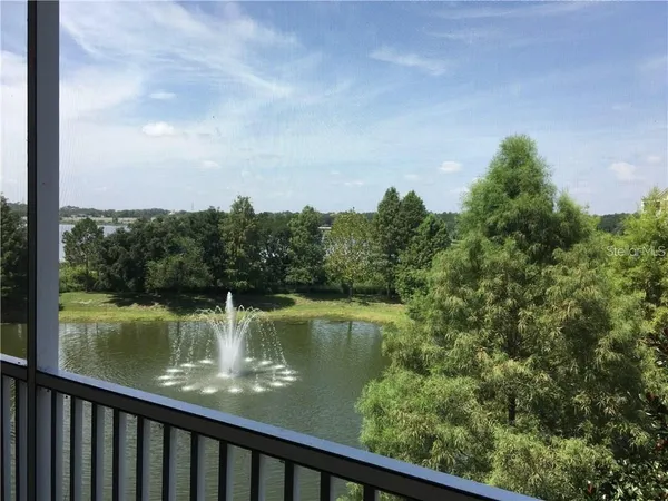 a view of lake from balcony