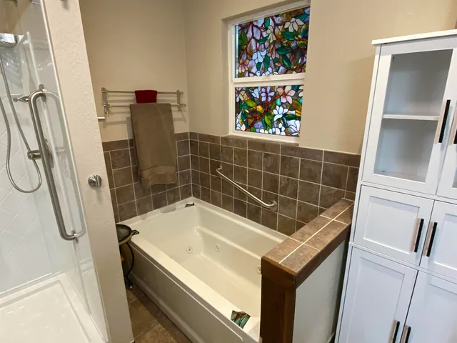 a bathroom with a shower