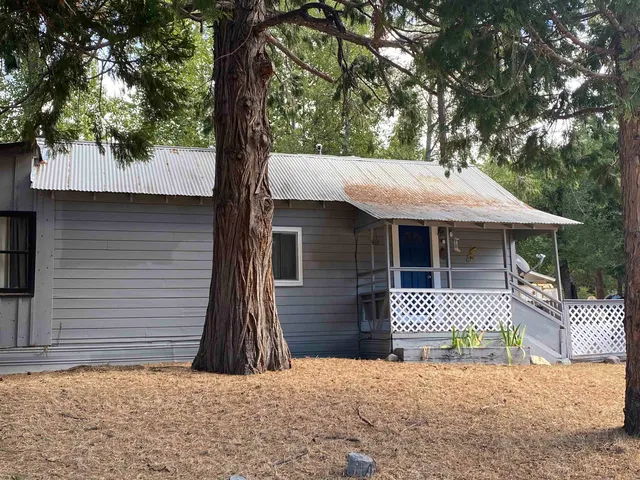 a view of a lush green field with a mountain in the background