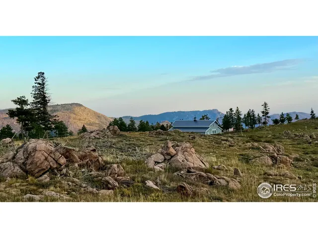 a view of a yard in front of a house with large windows