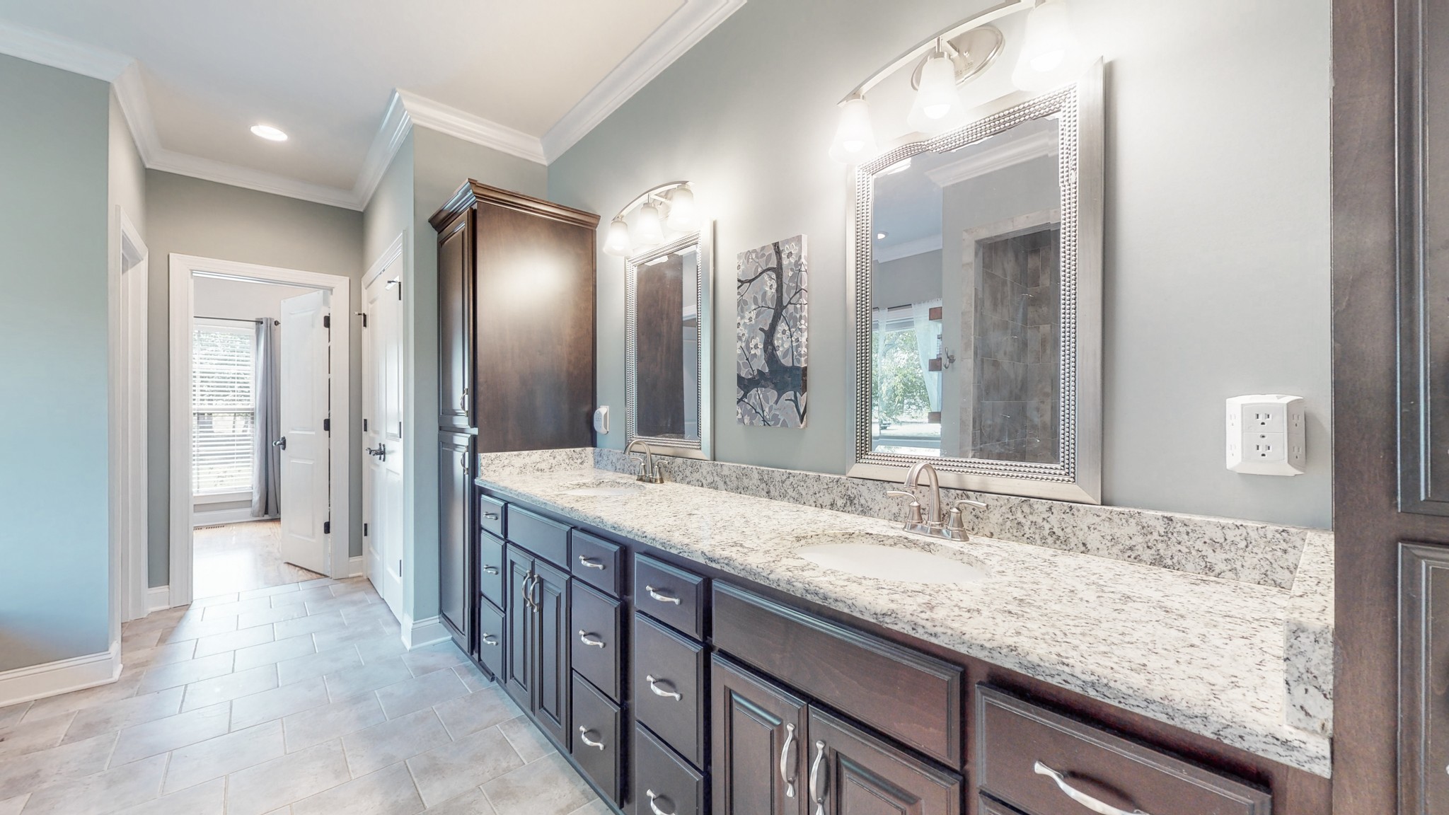 7270 Old Franklin Road Fairview, TN 37062 - Photo 24 of 46 a bathroom with a granite countertop double vanity sinks and a large mirror