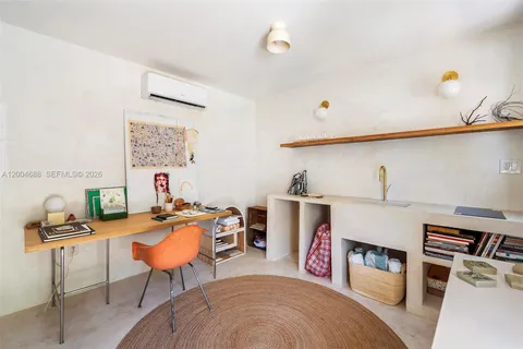 a workspace with furniture