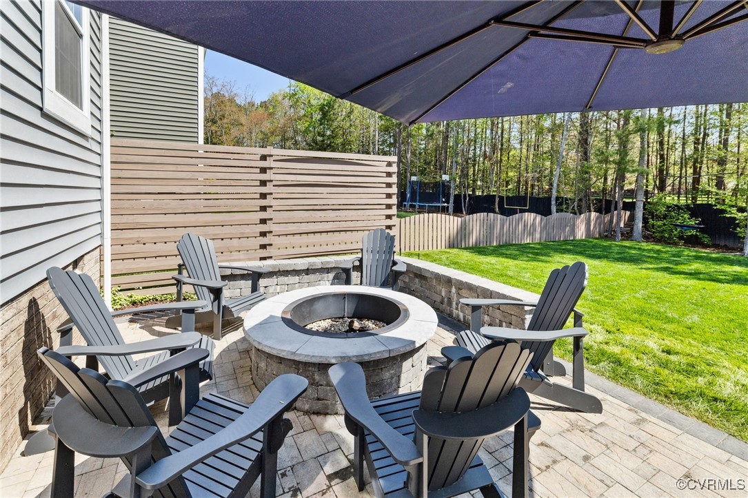3919 Graythorne Drive Midlothian, VA 23112 - Photo 34 of 41 a view of a patio with table and chairs under an umbrella