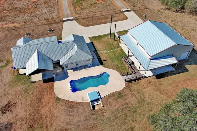 an aerial view of a fireplace