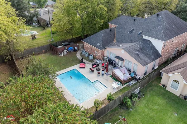 an aerial view of a house