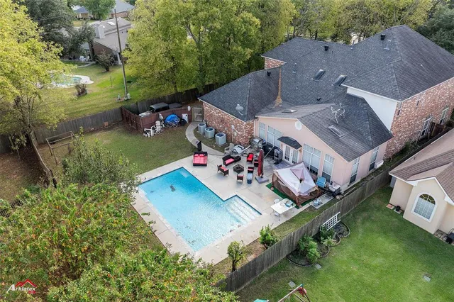 an aerial view of a house