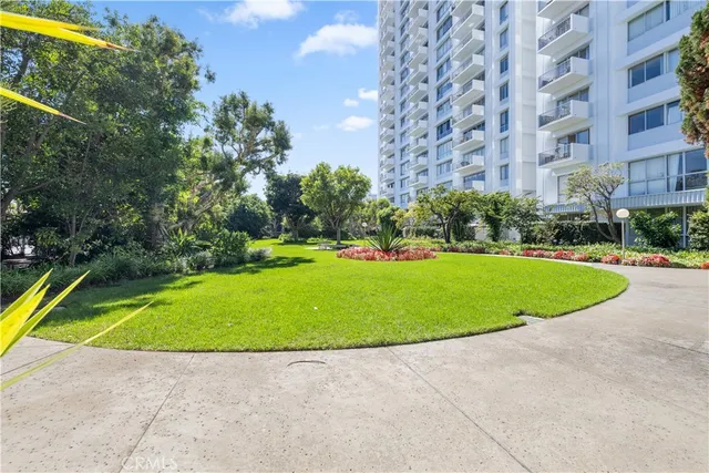 a view of a park with swings