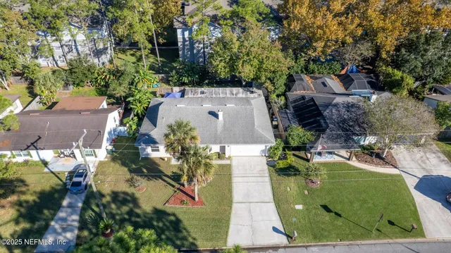 an aerial view of a house