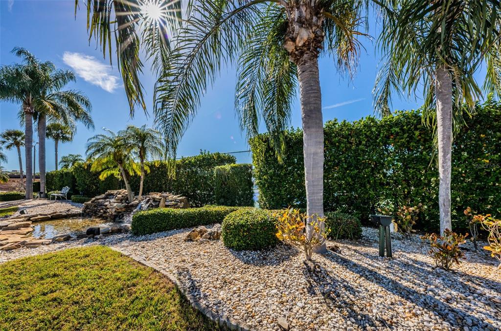 1 Boca Ciega Point Boulevard, Unit 314 St. Petersburg, FL 33708 - Photo 35 of 89 a view of a backyard with plants and palm trees