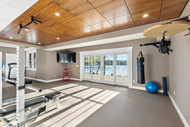 a view of a room with gym equipment