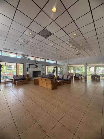 a view of a garage with furniture