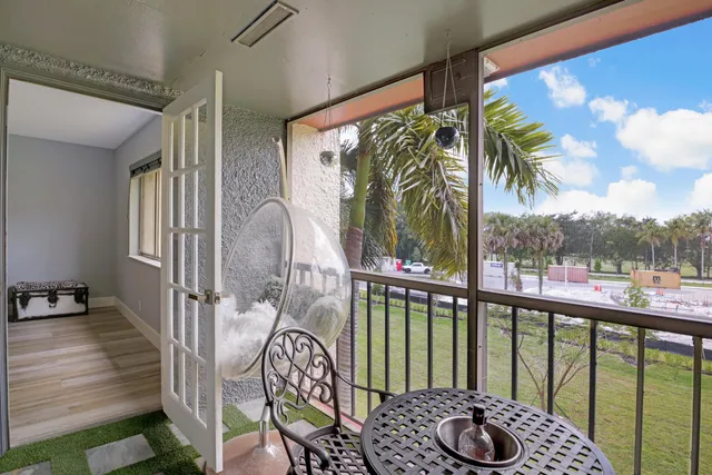 an aerial view of a swimming pool