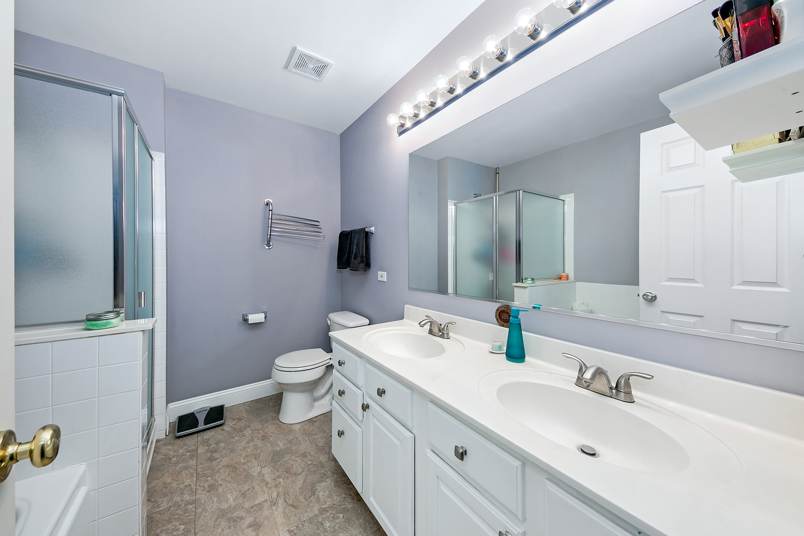 420 Butterfly Road Bolingbrook, IL 60490 - Photo 15 of 29 a bathroom with a double vanity sink toilet and mirror