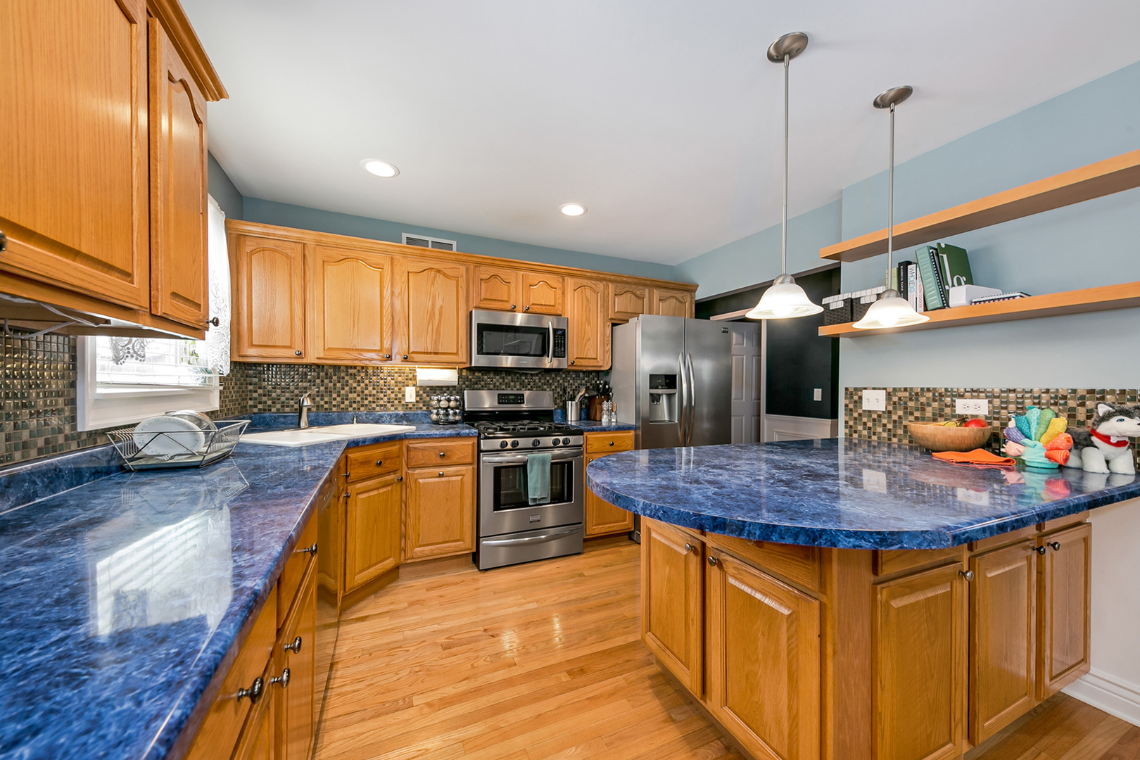 420 Butterfly Road Bolingbrook, IL 60490 - Photo 4 of 29 a kitchen with stainless steel appliances granite countertop a sink refrigerator and microwave