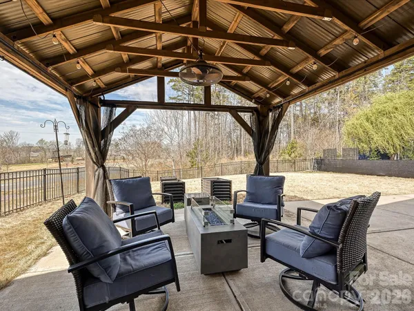 a outdoor living space with furniture