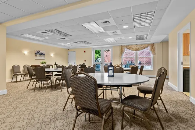 a view of a building with a patio