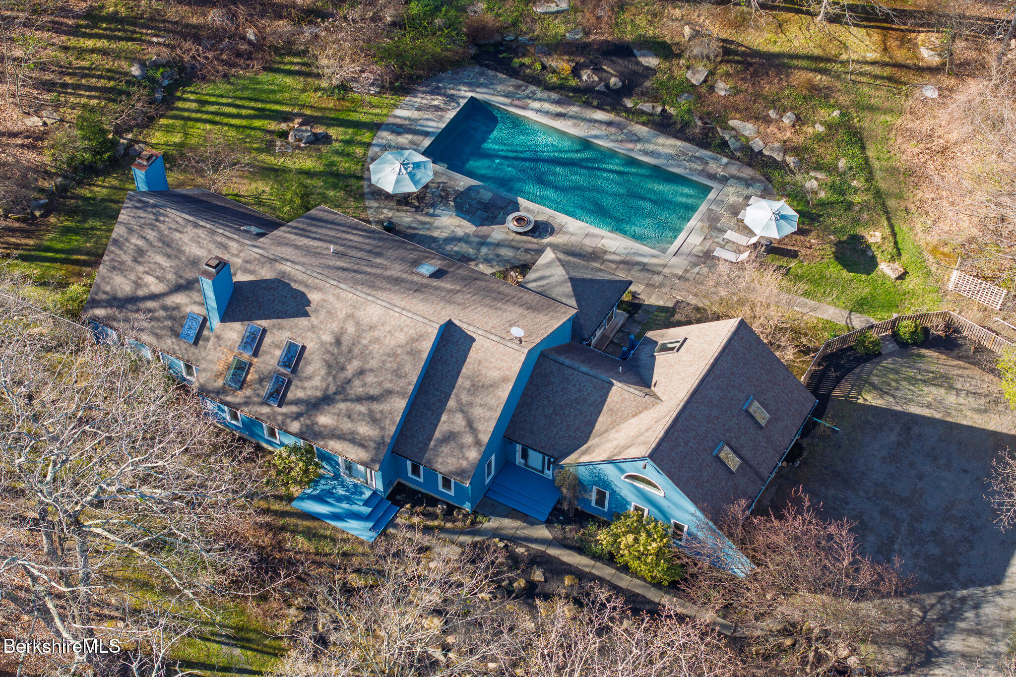 140 Beartown Mountain Road Monterey, MA 01245 - Photo 3 of 50 HOME AND POOL AERIAL