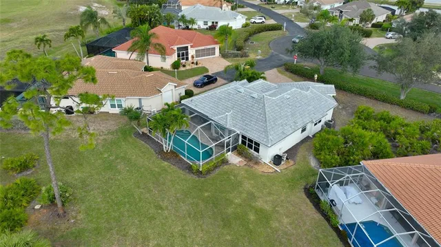 an aerial view of a house