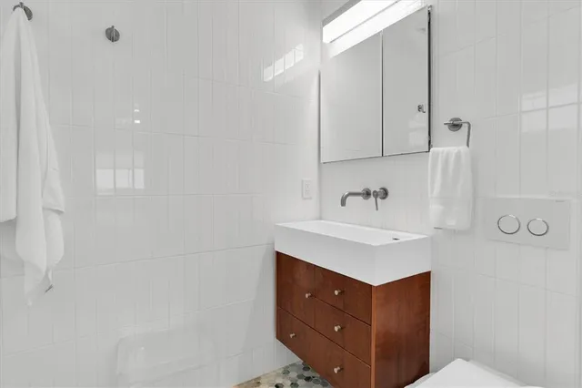 a bathroom with a bathtub
