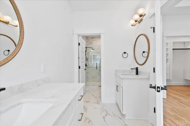 a view of room with window and hardwood floor