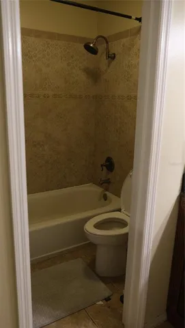 a bathroom with a toilet and a bathtub