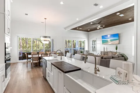 a kitchen with a washer and dryer