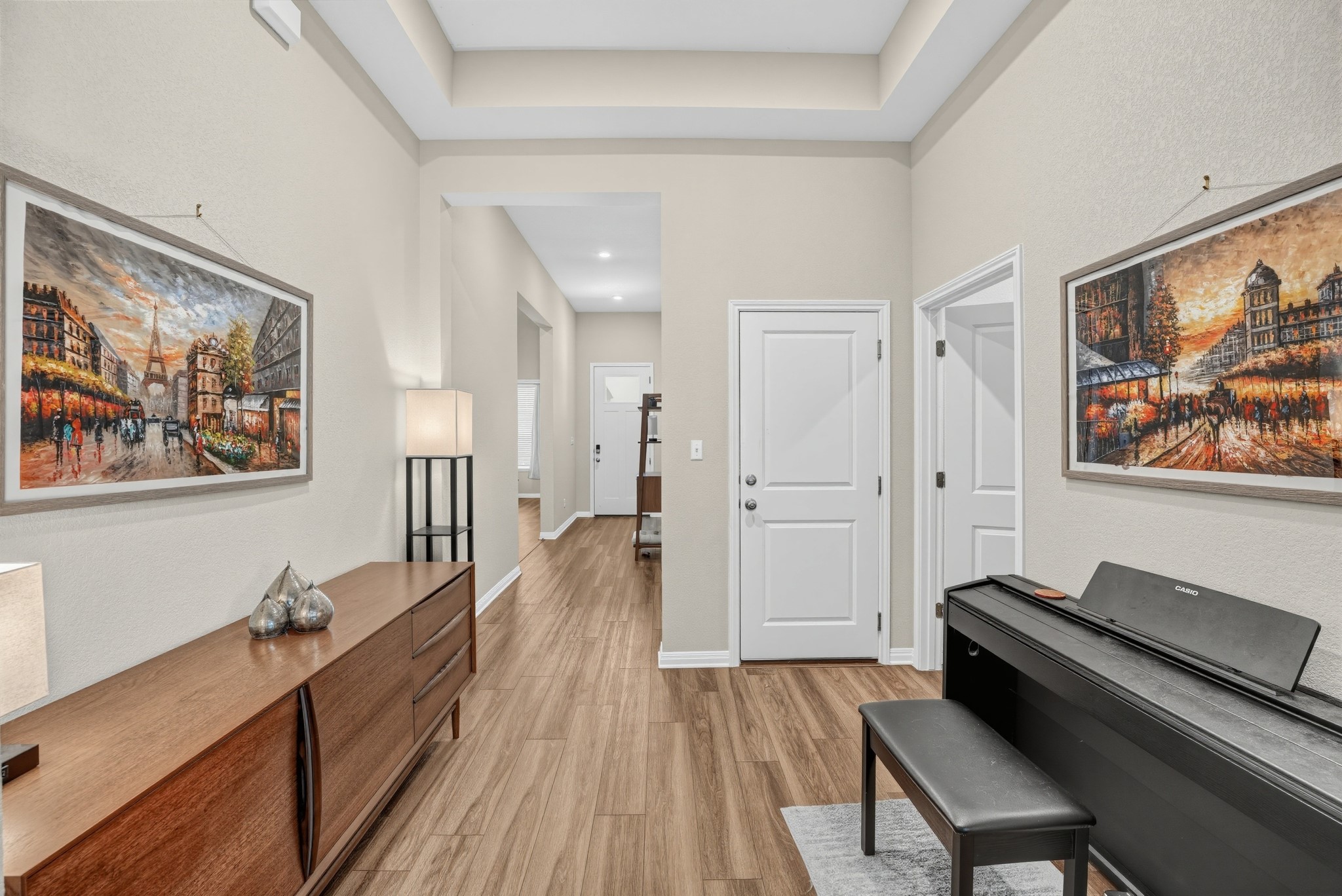 145 Brooks Ranchi Drive Kyle, TX 78640 - Photo 6 of 40 An inviting entrance foyer showcases wood flooring and a recessed tray ceiling.