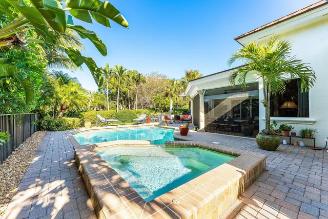 a view of an outdoor space with swimming pool
