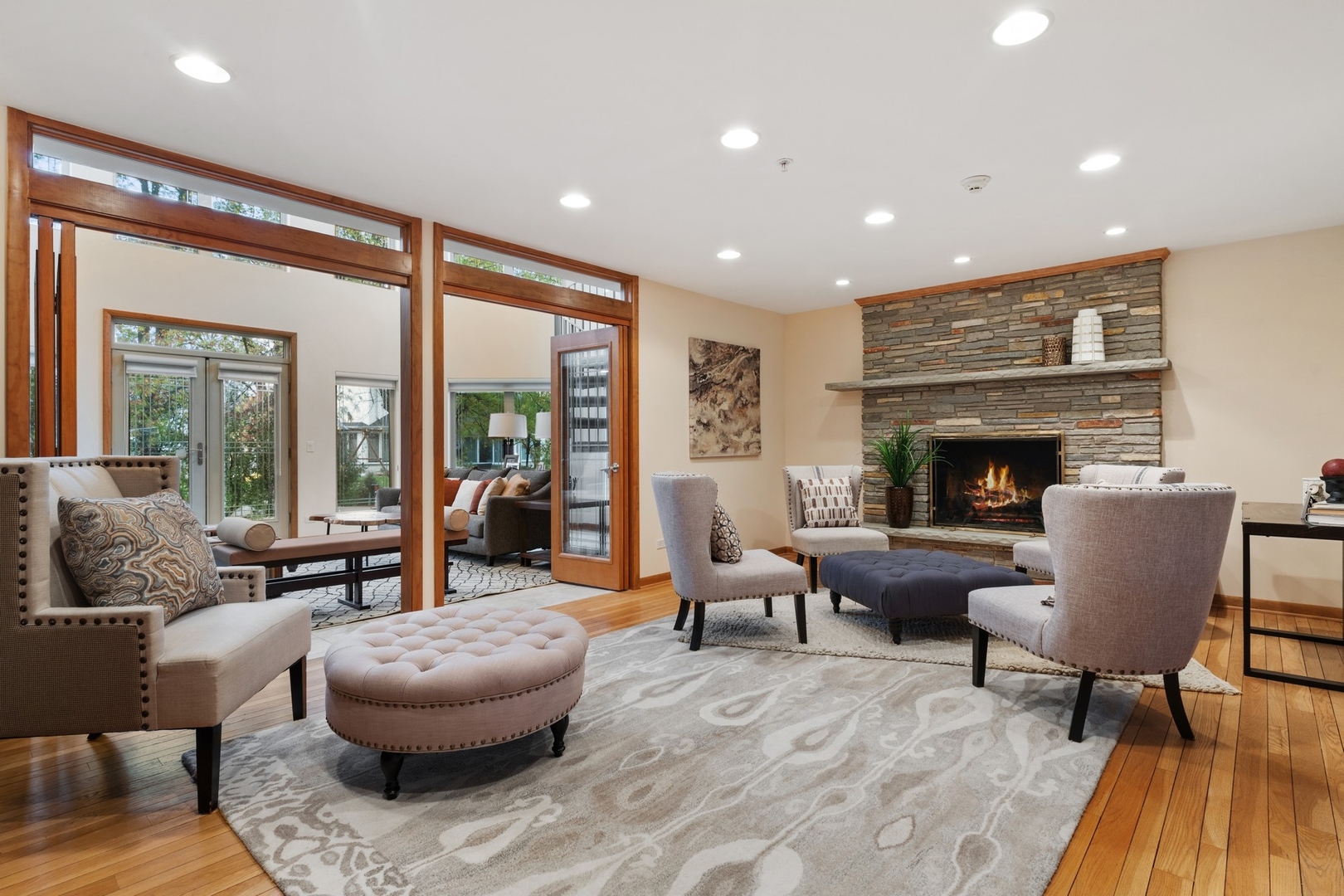 2037 Clover Road Northbrook, IL 60062 - Photo 10 of 29 a living room with furniture and a fireplace
