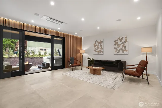 a living room with furniture