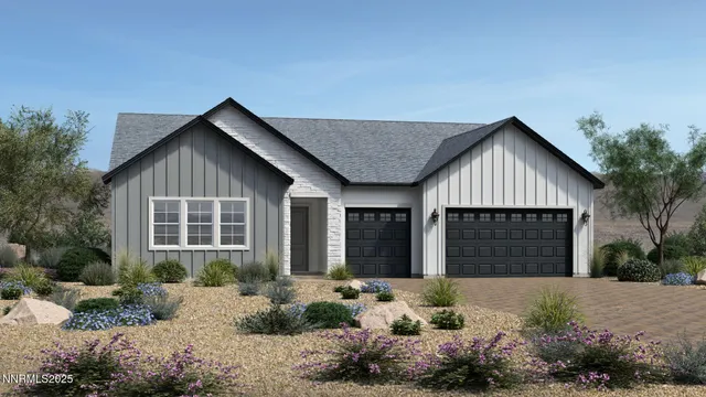 a view of a house with potted plants and a bench