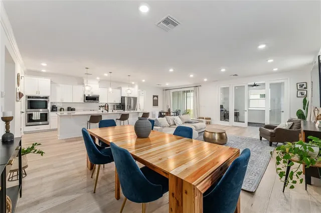 a view of a dining area with furniture