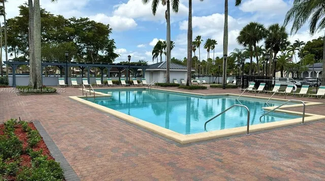 a view of a park with slide