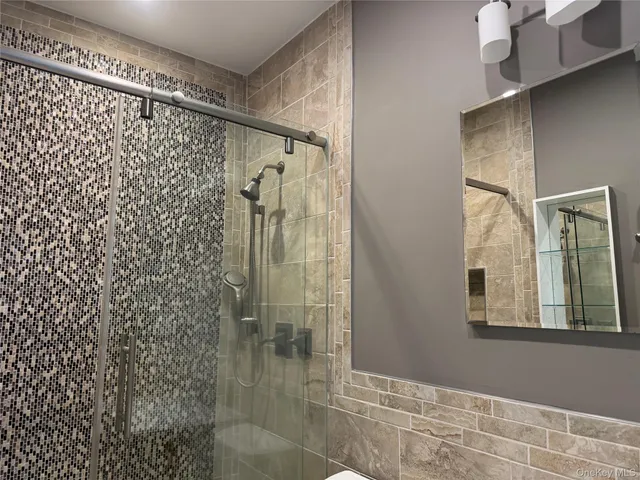 a bathroom with a shower