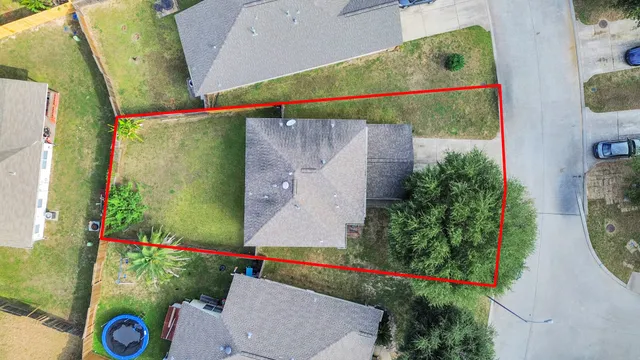 an aerial view of a house