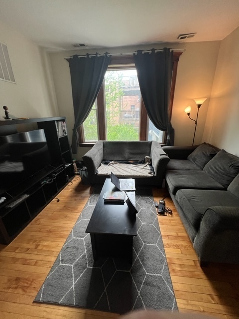 2130 West Iowa Street, Unit 1R Chicago, IL 60622 - Photo 6 of 16 a living room with furniture and a flat screen tv