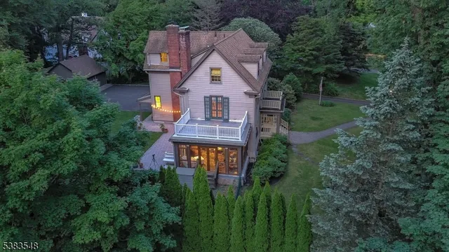 an aerial view of a house