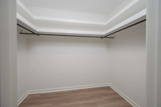a view of an empty walk in closet