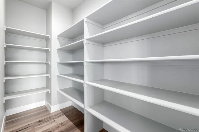 a view of walk in closet with empty racks