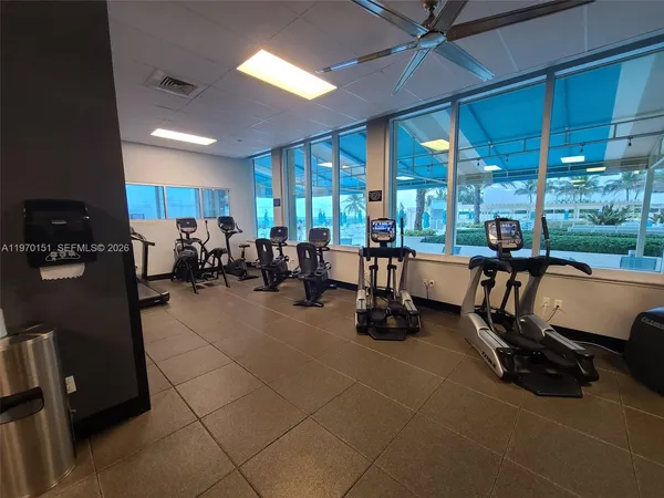 a view of a room with gym equipment