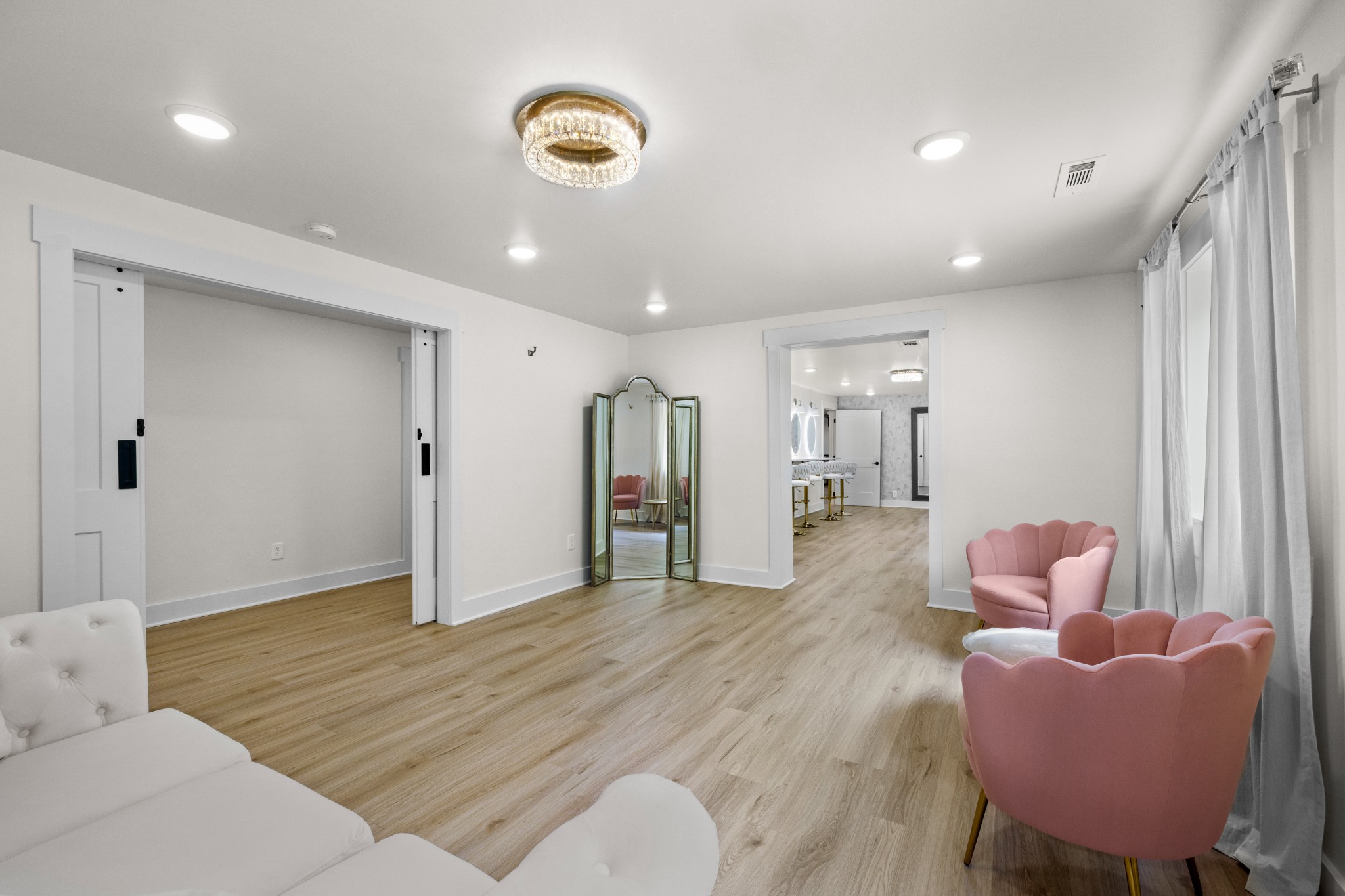 1249 Gulf Road Spencer, TN 38585 - Photo 23 of 98 a hallway with a couch and chandelier