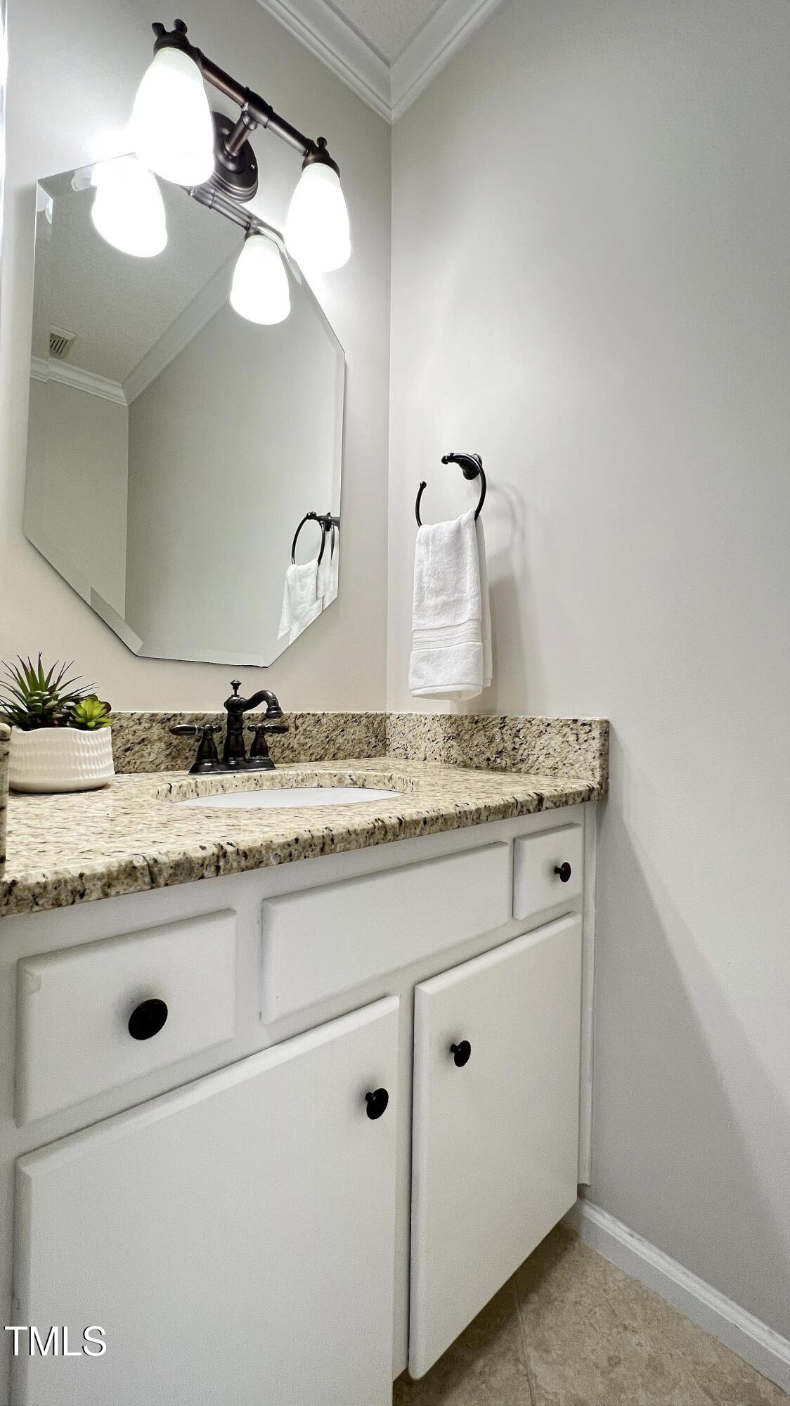 300 Silvercliff Trail Cary, NC 27513 - Photo 10 of 27 a bathroom with a granite countertop sink and a mirror