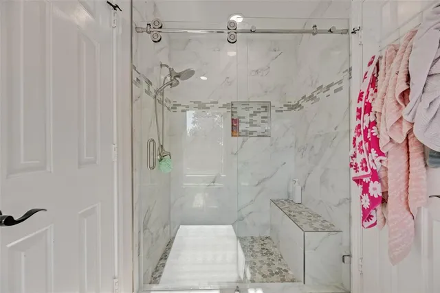a bathroom with a shower
