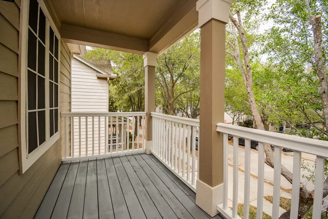 a view of a wooden deck