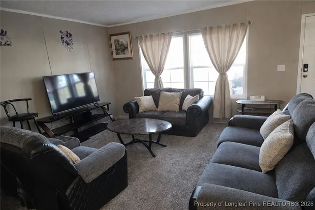 a living room with furniture and a flat screen tv