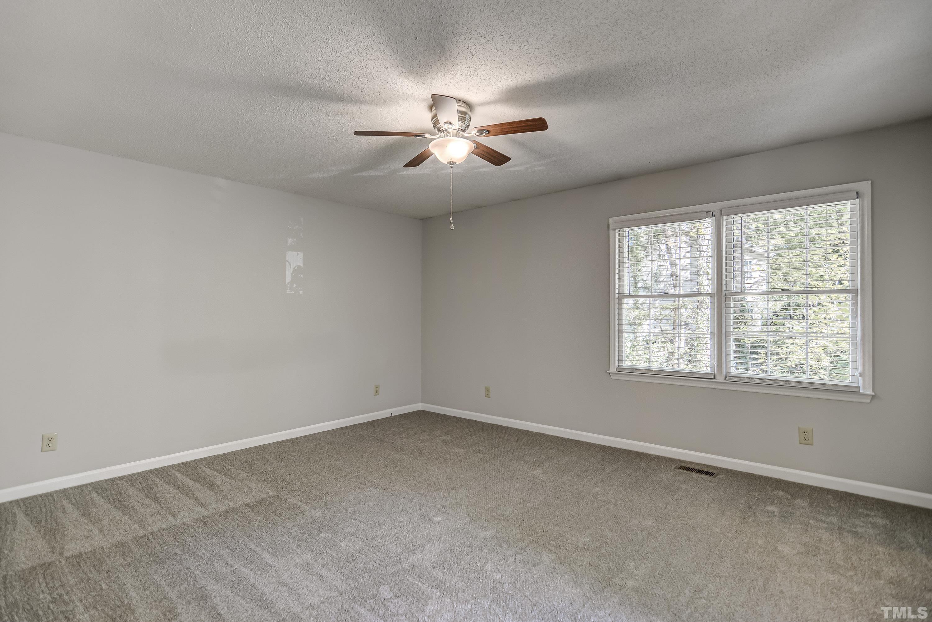 7400 Old Hundred Road Raleigh, NC 27613 - Photo 7 of 17 an empty room with windows and chandelier fan