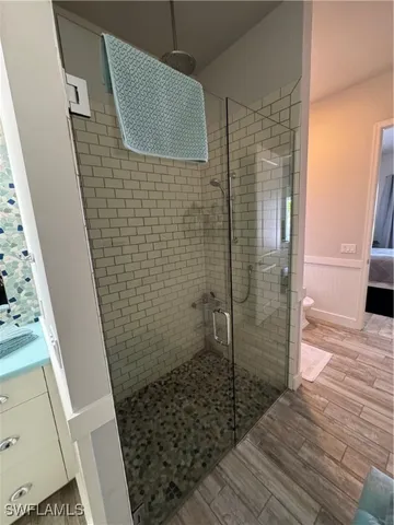a bathroom with a shower