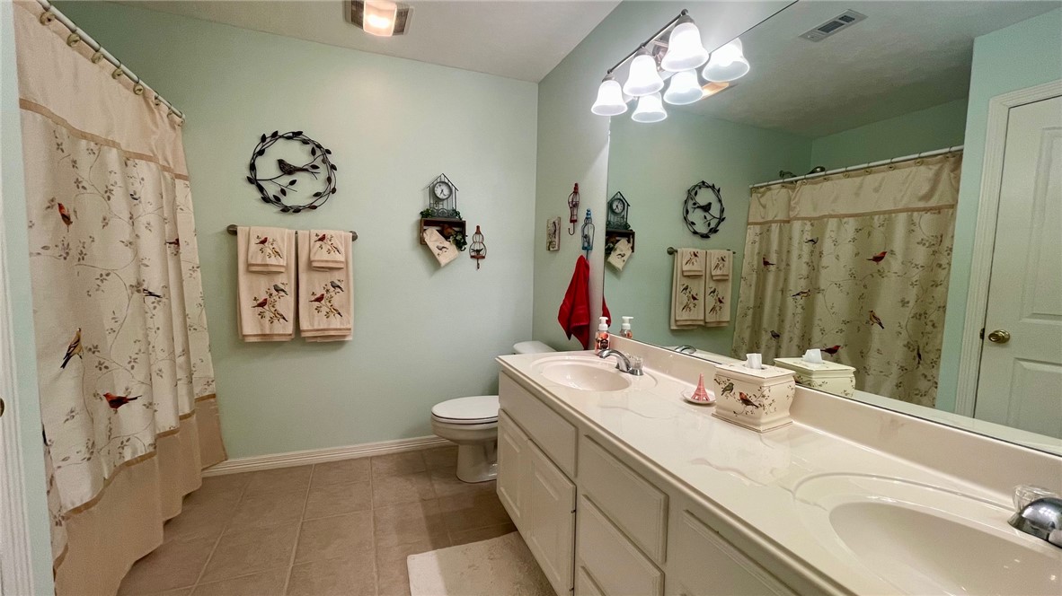10432 Sammys Road Bremond, TX 76629 - Photo 19 of 47 a bathroom with a sink vanity mirror and toilet