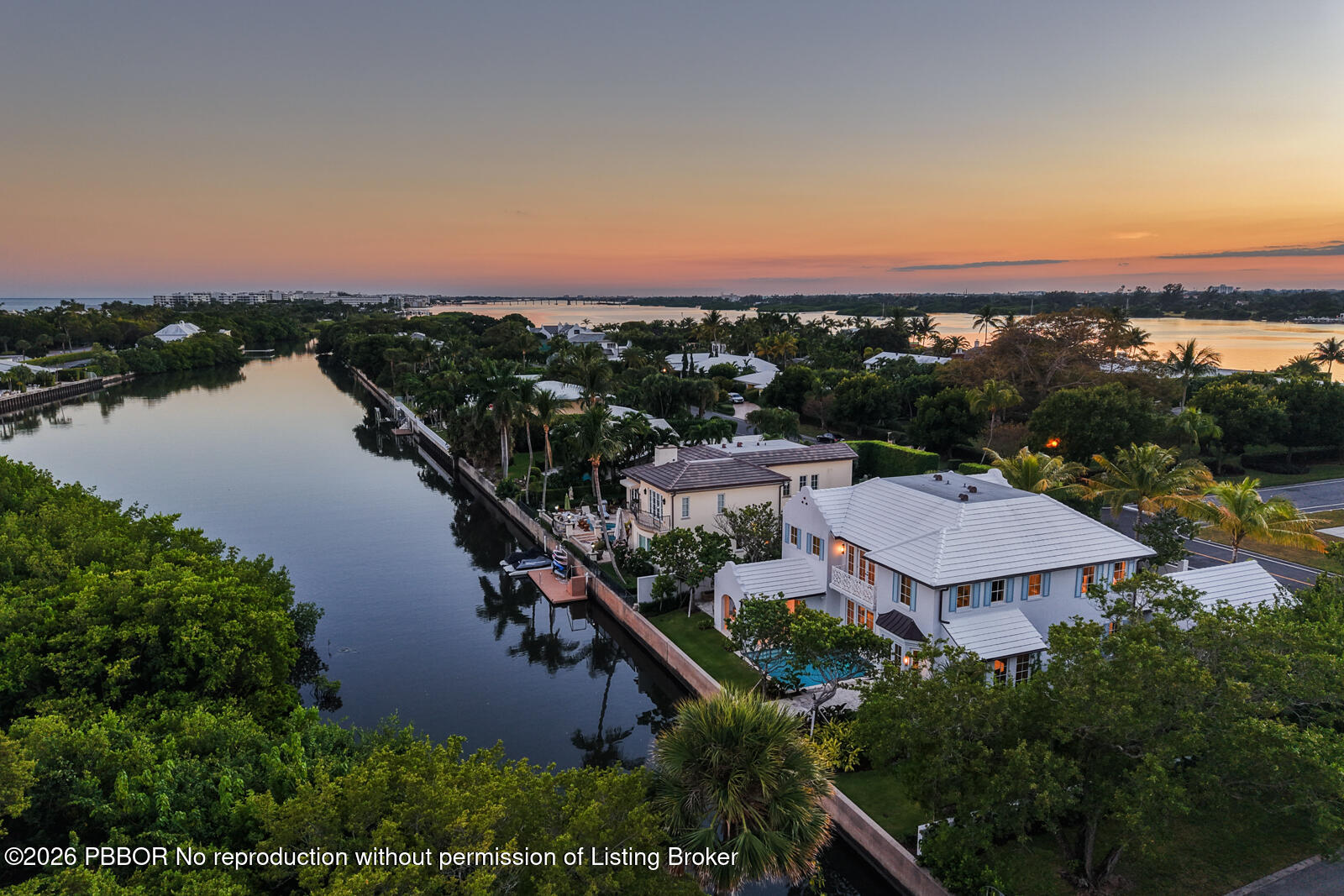 2219 Ibis Isle Road East Palm Beach, FL 33480 - Photo 62 of 64 Twilight Aerial